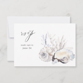 Muscheln und Weißblumen, Mehl UAWG 5 RSVP Karte
