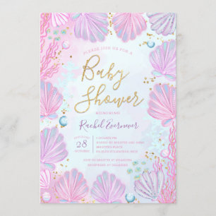 Muscheln unter der Sea Baby Dusche Einladung