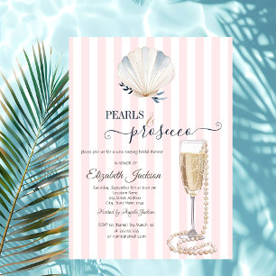 Muschelperlen & Prosecco Rosa Gestreift Einladung
