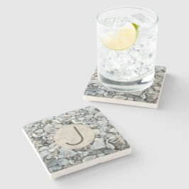 Muschelstrand-Monogramm-Design Steinuntersetzer