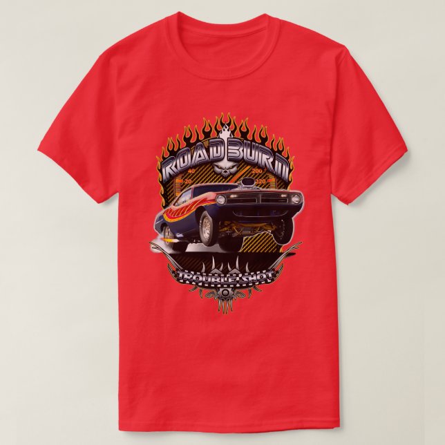 Muscle Car Barracuda Road Burn T-Shirt (Design vorne)
