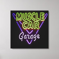 Muscle Car Garage Neuron Blau grün signieren