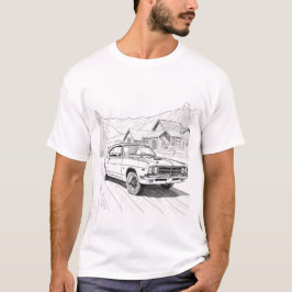 Muscle Car Line Art Tee Shirt
