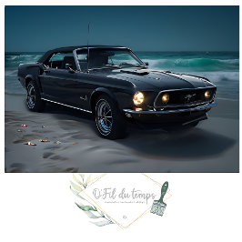 Muscle Car- Mustang- auf der Beach Decoupage Seidenpapier