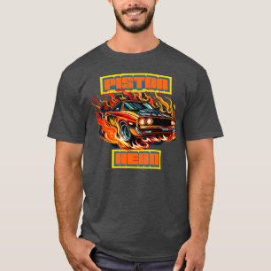 Muscle Car und Flammen Kolbenkopf Merch Design vin T-Shirt