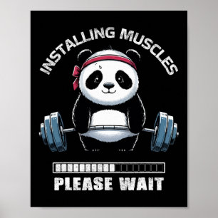 Muscle Gebäude Fitness Panda Gewichtheben Barbe Poster