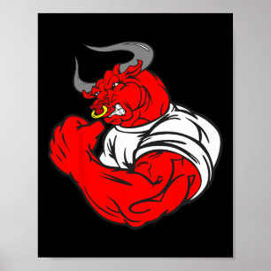 Muscle Gym Bull Deadlift Spaß Weightlift W Poster