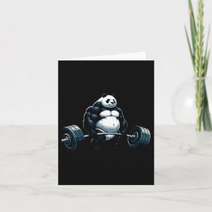 Muscle Gym Panda Bodybuilder Weightlift Motivat Karte