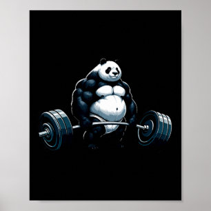 Muscle Gym Panda Bodybuilder Weightlift Motivat Poster