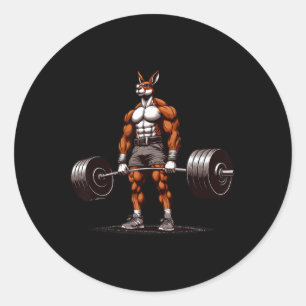 Muscle Kangaroo DeadHebe Funny Gym Weightliftin Runder Aufkleber