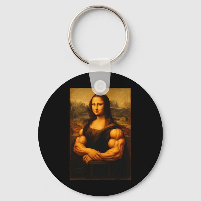 Muscle Mona Lisa Bodybuilder Weightlift und Schlüsselanhänger (Vorderseite)