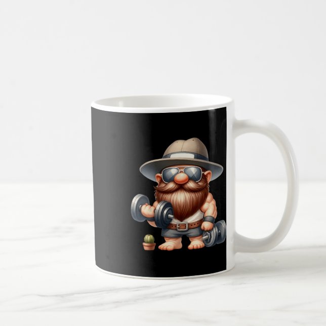 Muscleman Gnome with Dumbells Funny Fitness Worki Kaffeetasse (Rechts)