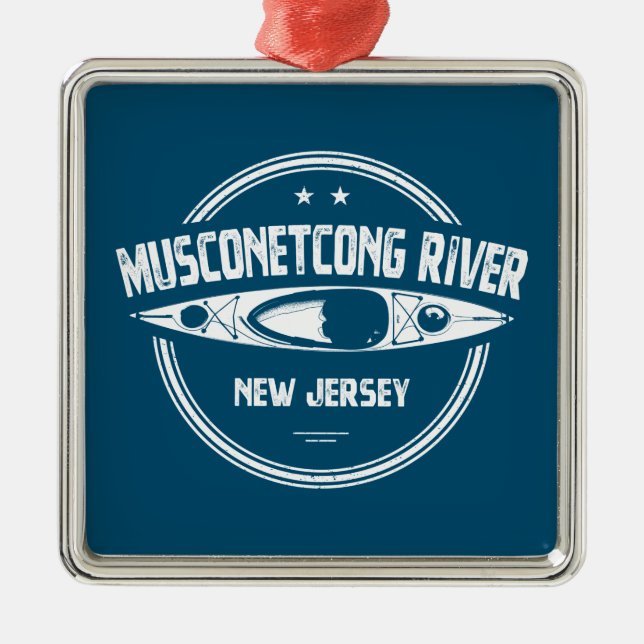 Musconetcong River New Jersey Kayaking Ornament Aus Metall (Vorne)