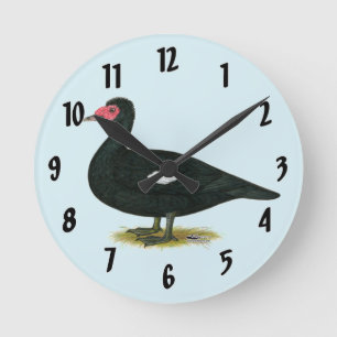 Muscovy Black Drake Runde Wanduhr
