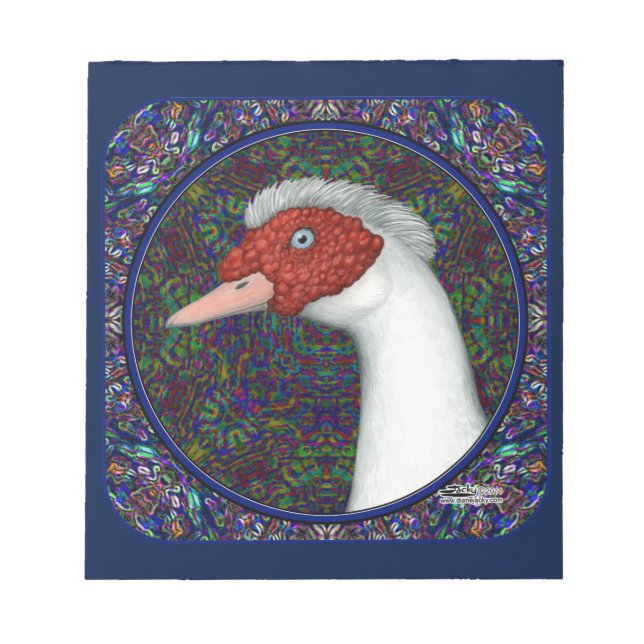 Muscovy Duck Head White Notizblock (Vorderseite)