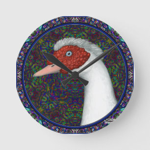 Muscovy Duck Head White Runde Wanduhr