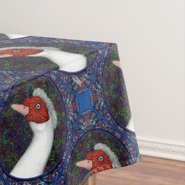 Muscovy Duck Head White Tischdecke (Beispiel)