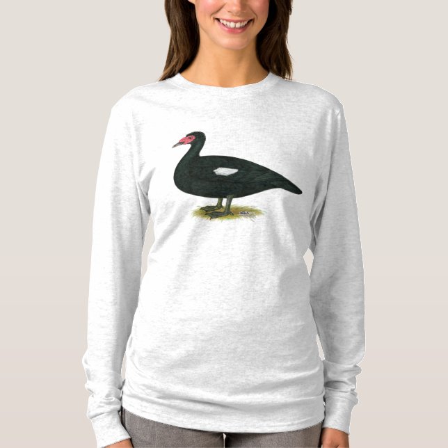 Muscovy schwarzes Drake T-Shirt (Vorderseite)