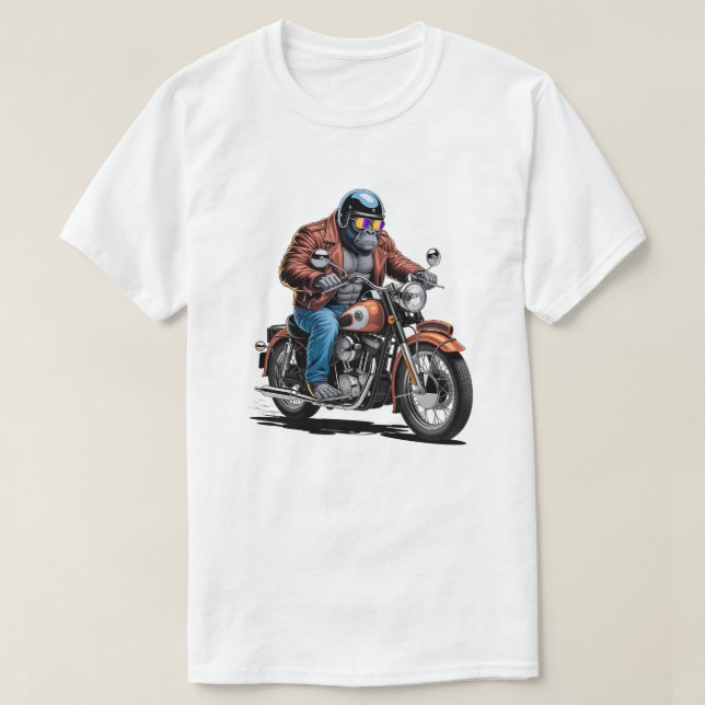 Muscular Gorilla Biker Rider Motorcycle Graphic T-Shirt (Design vorne)