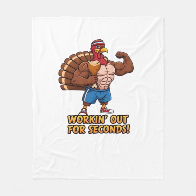 Muscular Turkey Gym Champion Funny Erntedank Cl Fleecedecke (Vorderseite)