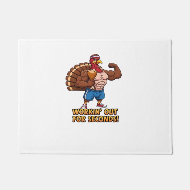 Muscular Turkey Gym Champion Funny Erntedank Cl Fußmatte (Vorderseite)