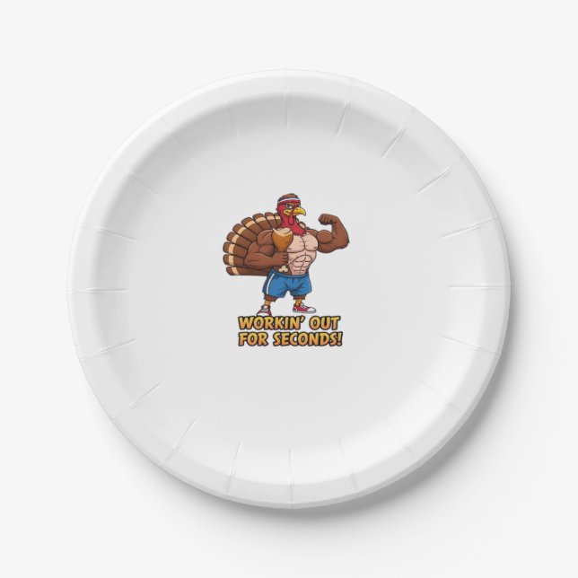 Muscular Turkey Gym Champion Funny Erntedank Cl Pappteller (Vorderseite)