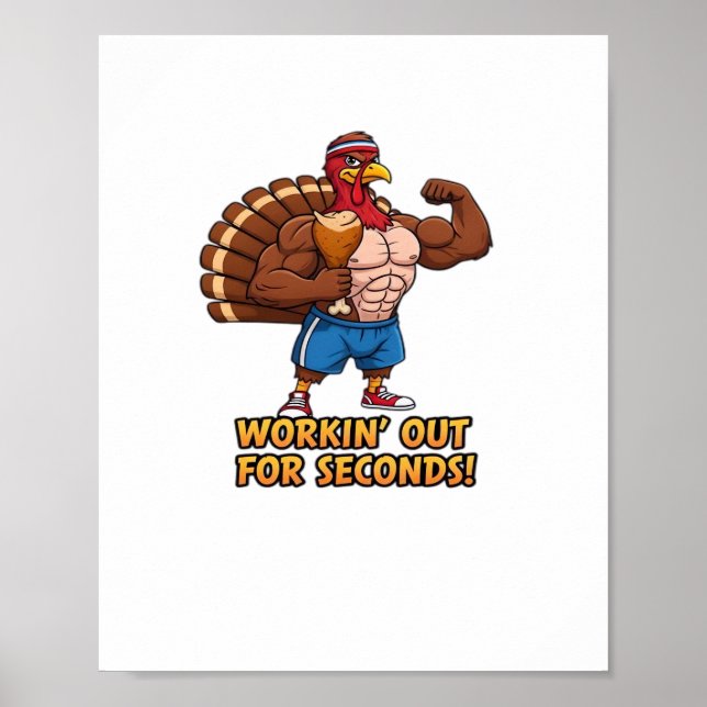 Muscular Turkey Gym Champion Funny Erntedank Cl Poster (Vorne)