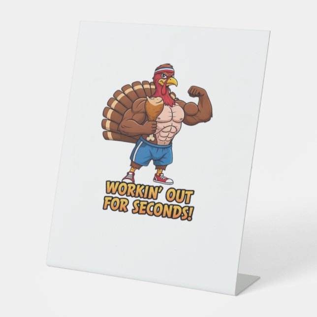 Muscular Turkey Gym Champion Funny Erntedank Cl Sockelschild (Vorderseite)
