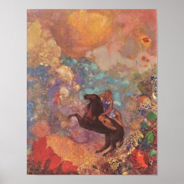 Muse auf Pegasus (Redon 1900) Poster (Vorne)