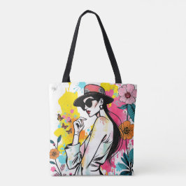 Muse in Blüte: Doppelseitige Graffiti-Kunst Riso Tasche