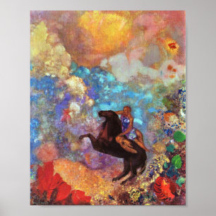 Muse on Pegasus Greek Mythology Vintag Painting Poster