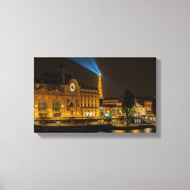 Musée d'Orsay in Paris nachts Leinwanddruck (Vorderseite)