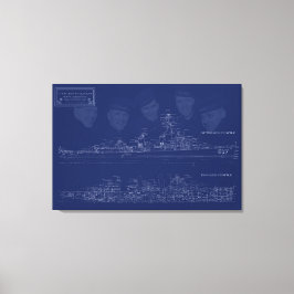 Museum Ship The Sullivans Blueprint with Brothers Leinwanddruck