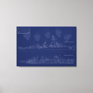 Museum Ship The Sullivans Blueprint with Brothers Leinwanddruck
