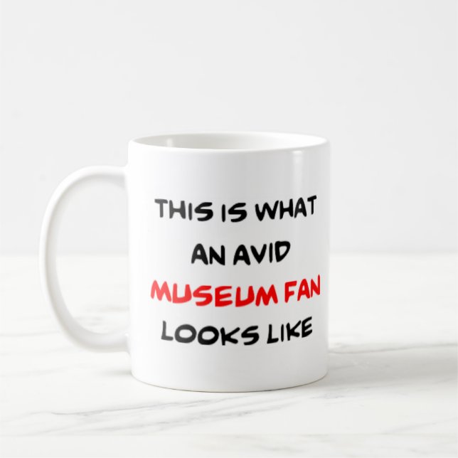 Museumsfan, begeistert kaffeetasse (Links)