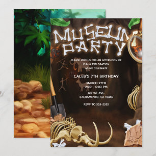 MUSEUMSPARTY Dinosaurierknochen Mystery Cave Gebur Einladung