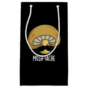 Mush-tache Funny Moustach Mushroom Pun Dark BG Kleine Geschenktüte