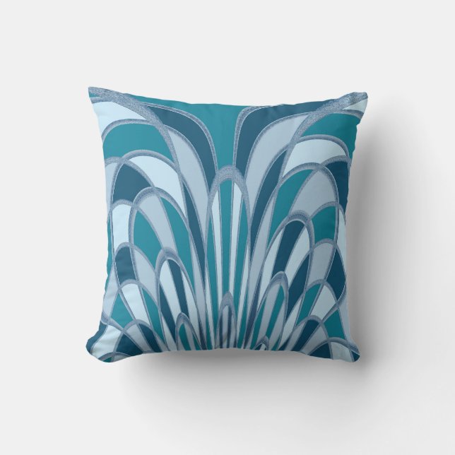 Mushroom Abstrakt - Art Deco - Sea Blue Kissen (Vorderseite)