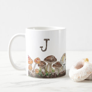 Mushroom Art Herbst Natumn Mongram Kaffeetasse