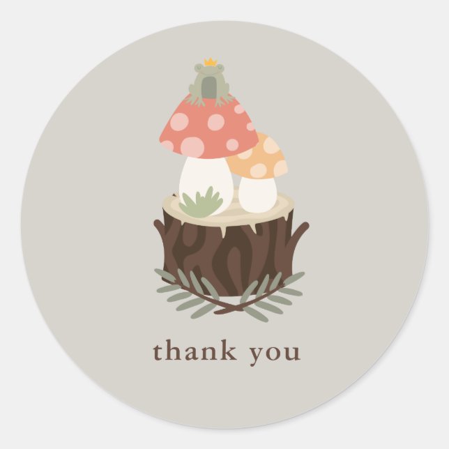 Mushroom Baby Dusche Danke Runder Aufkleber (Vorderseite)