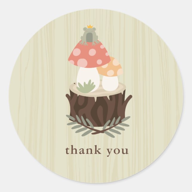 Mushroom Baby Shower Danke für den klassischen Rou Runder Aufkleber (Vorderseite)