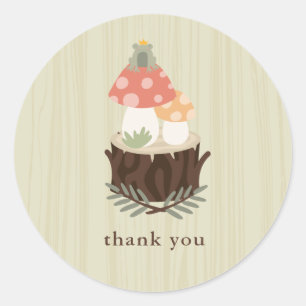 Mushroom Baby Shower Danke für den klassischen Rou Runder Aufkleber