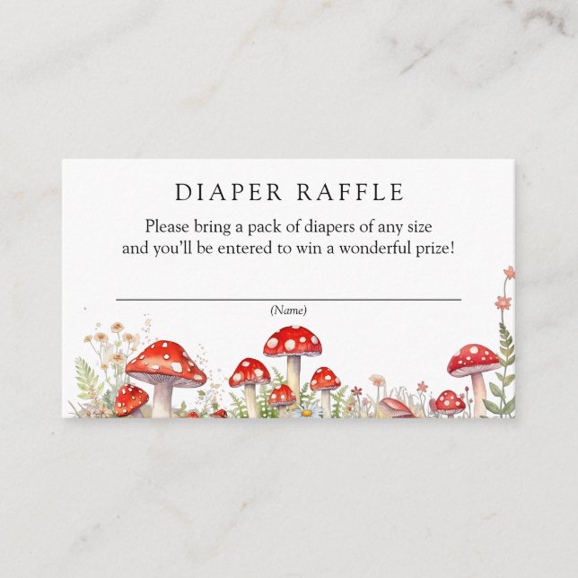 Mushroom Baby Shower Diaper Raffle Begleitkarte (Vorderseite)