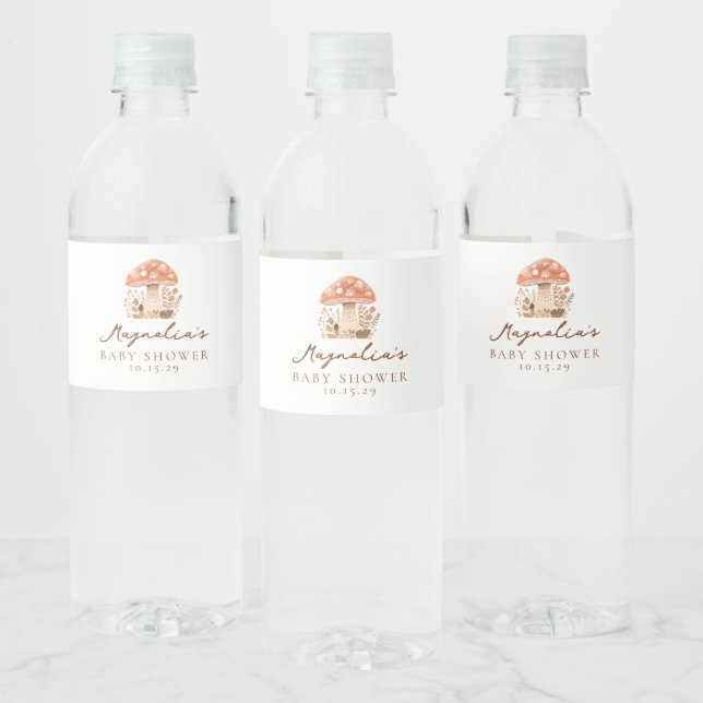 Mushroom Baby Shower Food and Beverage Label Set (Flaschen)