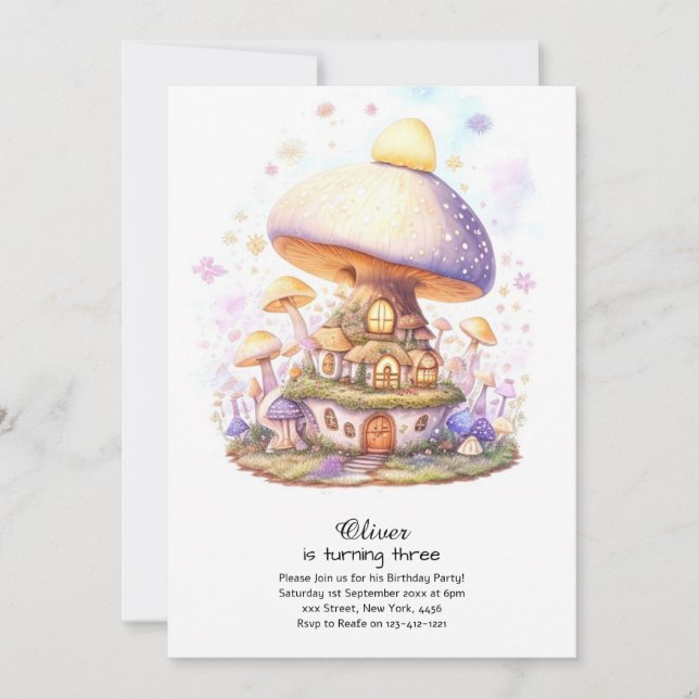 Mushroom Birthday Einladung (Vorderseite)