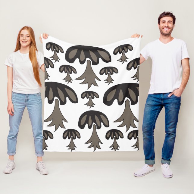 Mushroom Black Gray Muster Fleecedecke (Beispiel)
