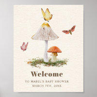 Mushroom Butterflies Woodland Nature Babydusche