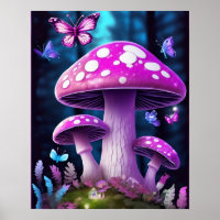 Mushroom Butterfly Verzauberter Wald LILA FARBE