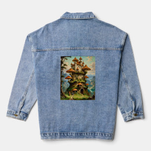 Mushroom Castle Fantasy Art Whimsical Desi Jeansjacke