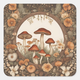 Mushroom-Cocktcore Quadratischer Aufkleber